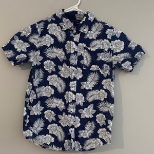 Janie and Jack Blue and White Tropical Button-Down Shirt